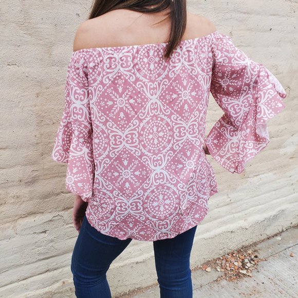 SALE - Strapless Pink Top with Tie, Summer Top, Spring Top. Medium - Picture 2 of 2